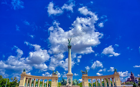 匈牙利布达佩斯千年古迹匈牙利布达佩斯蓝色旅行历史文化纪念碑历史性柱子建筑学英雄地标图片