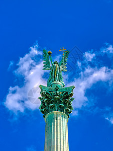 匈牙利布达佩斯千年古迹匈牙利布达佩斯纪念碑地标首都蓝色纪念馆正方形雕塑建筑学雕像历史性图片
