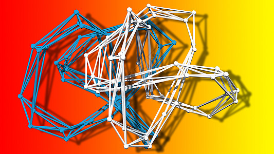 圆环结的线框模型  3D Renderin草图电影镜子艺术几何学框架渲染插图线条绘画图片