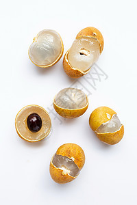 Longan 孤立在白色背景果味团体桂圆种子甜点热带食物营养水果树叶图片