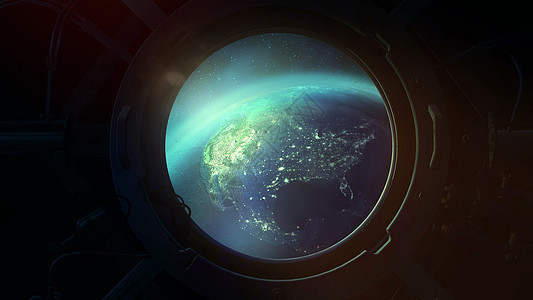 从宇宙飞船的舷窗的地球图片