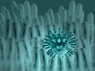 病毒和细菌纳米蓝色细胞微生物流感医疗插图宏观癌症疾病背景图片
