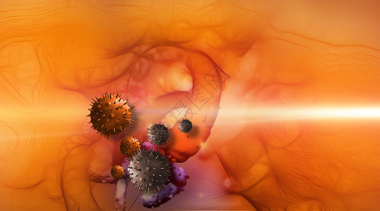 病毒和细菌医疗流感细胞插图纳米蓝色微生物宏观疾病癌症图片