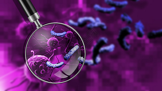 致癌细胞细胞癌症医疗宏观纳米疾病微生物细胞蓝色放大镜卫生背景图片