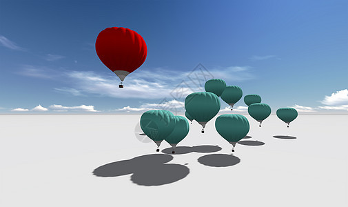 The Leader 红色热气球插图天空合伙力量领导者团体空气冒险优胜者竞赛图片