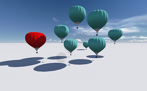 The Leader 红色热气球领导者插图力量合伙空气团队天空冒险优胜者团体图片