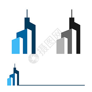 房地产摩天大楼塔标志模板插图设计 矢量 EPS 10图片