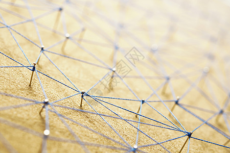 彩色纱线从钉节点到无的抽象网线连接互联网社区数据网格世界基础设施技术金属链接全球图片