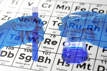 科学实验室试验管和定期Ta的双重接触情况解决方案液体瓶子化学品科学家药理器皿药物烧瓶制药图片