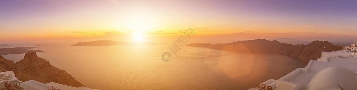 海景的日落 俯视喀路德拉和六海中的海面酒店天堂火山口太阳天空全景射线旅行地平线夕阳图片