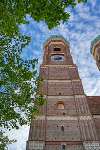德国慕尼黑的大教堂建筑学建筑天空地标天线城市正方形教会全景图片
