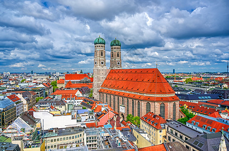 德国慕尼黑的景观城市建筑教会地标天空广场大教堂全景建筑学图片