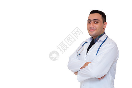 白色背景与男性医生隔离的肖像画微笑医院外科卫生诊所儿科保健男人护士医疗图片
