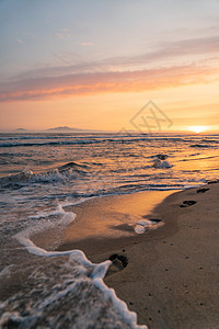 越南会安的 Cua Dai 海滩地平线晴天场景海岸天空夕阳农业暖色调旅行支撑图片