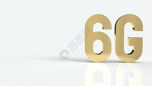 6g 金色 3D 白背地金子渲染全球互联网电讯手机移动技术3d电话背景图片