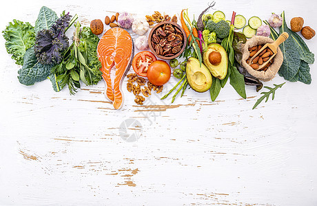 Ketogend 低碳摄入量饮食概念 健康食品的成分血管酮类纤维烹饪脂肪酸营养美食健康饮食蔬菜麦片图片