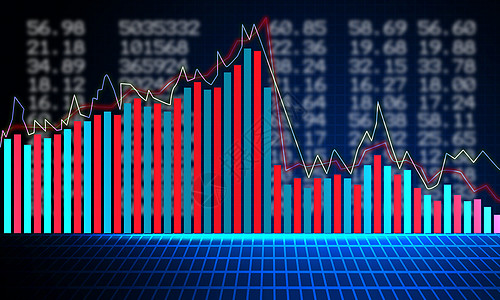 下图和电子股票数字在蓝色的后方格罗上图片
