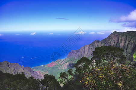 夏威夷考艾的纳帕利海岸旅游假期公园海洋天线海岸线海滩天堂蓝色旅行图片