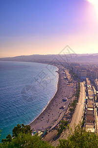 法国尼斯安格莱人进步组织海滩天空旅游假期建筑长廊城市海岸海岸线景观图片