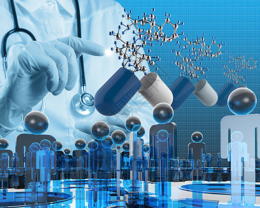 科学家用手触摸到I类的虚拟分子结构心理学抗生素胶囊团体考试药剂处方止痛药疼痛勘探图片