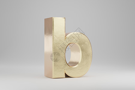 黄金 3d 字母 B 小写 孤立在白色背景上的金色字母  3d 呈现的字体字符图片