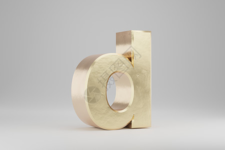 黄金 3d 字母 D 小写 孤立在白色背景上的金色字母  3d 呈现的字体字符图片