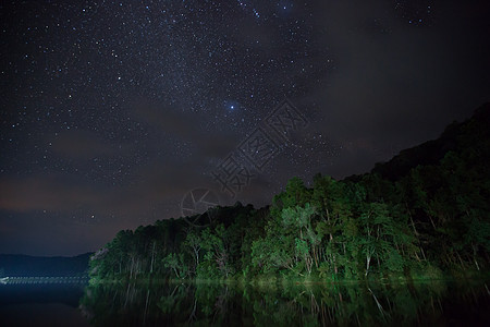 夜色风景 以乳白色的方式和星光观视黑暗望远镜星系反射公园科学宇宙薄雾插图月亮图片