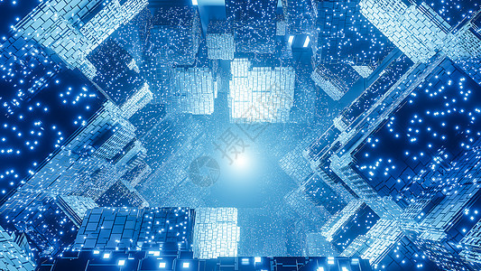 抽象数字未来科幻背景大数据计算机硬件网络蓝色霓虹灯3d 模型和插图小样虚拟现实交易辉光网格走廊宏观技术激光编码图片