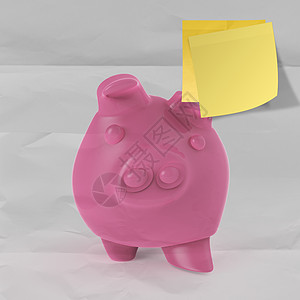 3D站立在猪肉银行上贴着纸条的智能投资储备退休储蓄收益生长财富领导者经济学兴趣货币图片