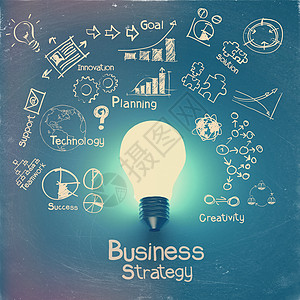 关于业务战略背景的3号灯泡d科学艺术力量创造力思考蓝色智力商业解决方案辉光图片