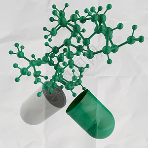 绿色药用胶囊及分子结构疼痛化学抗生素药剂科学制药医学药店援助心理学图片