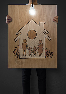 手绘家庭和房子作为保险概念管理人员财产商务安全银行业销售顾客交换公寓人士图片