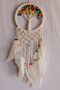 白梦捕猎者  印度护睡衣的护身符圆圈生活艺术绳索追梦者装饰民间羽毛护符魅力图片