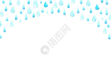 水滴框 空空的文字空间 框架由雨滴 眼泪 水彩画组成图片