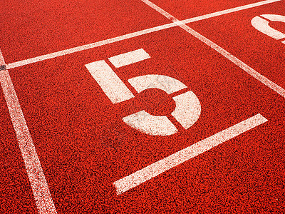 五号 红色橡皮赛道上的大白轨数短跑运动马场车道橙子竞赛运动员地面跑步赛马场图片