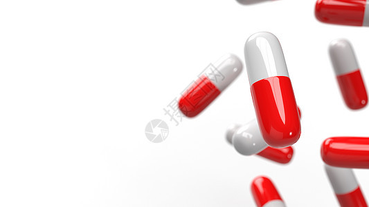 红色白色3D胶囊可以提供医疗内容药物疼痛科学剂量团体药店治疗药片治愈抗生素图片