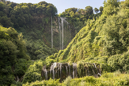 欧洲最高的马尔莫尔瀑布植被风景洞穴树木公园泡沫激流溪流蓝色流动图片