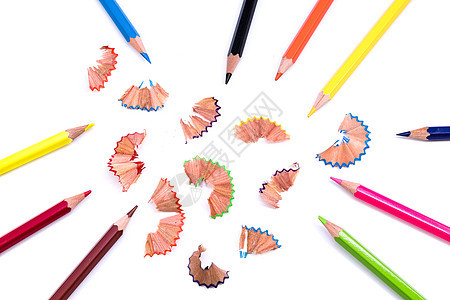 笔和剃刀绿色红色教育黄色蓝色创造力绘画刨花铅笔剃须图片