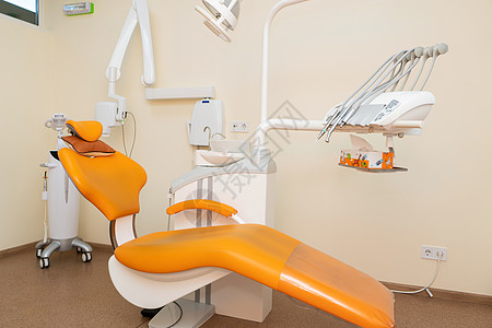 内务现代牙医办公室以橙色风格时尚机器牙齿牙科乐器卫生口腔科医生手术技术家具图片