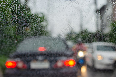 透明素材街道模糊背景雨滴 交通堵塞背景