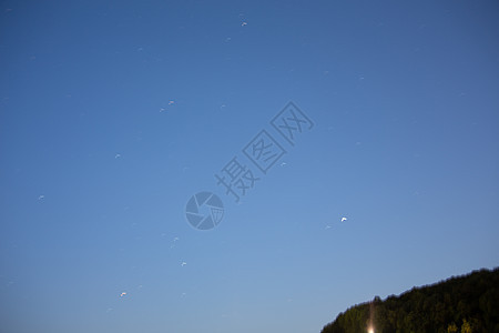 蓝夜天空有星星云带树木宇宙天篷科学绿色天体地平线地球蓝色背景图片