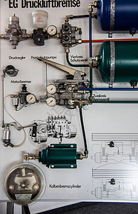 EG 压缩气动刹车加压力计学习汽车测量黑板液压力学卡车圆柱水力学钣金图片