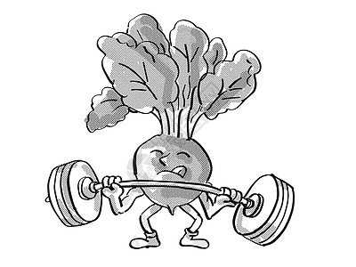 红光健康健康蔬菜提拔巴贝尔卡通反向绘图图片