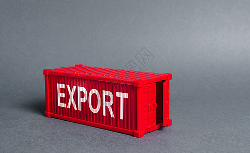 带有出口字样的红色货物运输集装箱 外贸和货物运输 交货 运输的概念 工业和生产 贸易平衡和分配 全球化背景图片