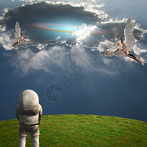 天使和宇航精神星系男人环境地球阳光信使宗教大天使太阳图片