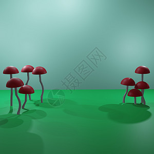 柔和背景下卡通蘑菇的特写  3d渲染体积图 明信片 桌面 广告牌 公告的背景蔬菜卡通片食物团体插图绘画夹子艺术植物游戏图片