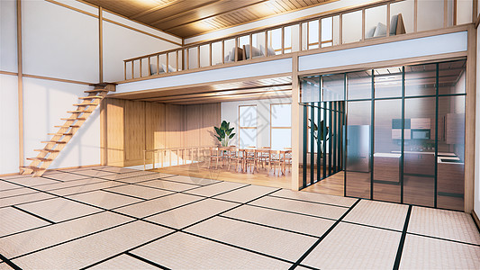 一楼一楼的二层房子里 日式内室内装饰榻榻米沙发会议奢华办公室地面家具风格桌子图片
