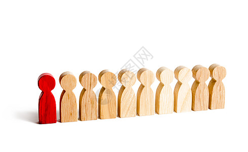 一排人一个红种人在白色背景上与人站成一排 优秀和有才华的员工的概念 选拔 招聘员工和雇员 统计数据 在工作人员中进行间谍活动背景