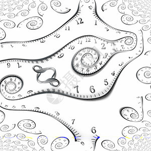 时间漩涡小时艺术插图寿命螺旋手表失效运动概念图片