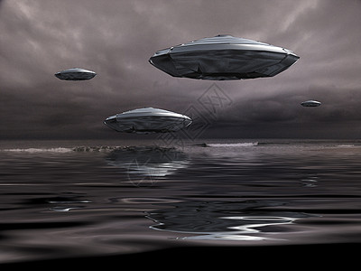 蓝色科技地球UFOs 不明飞行组织天空地平线月亮殖民化星星辉光行星土地3d技术背景